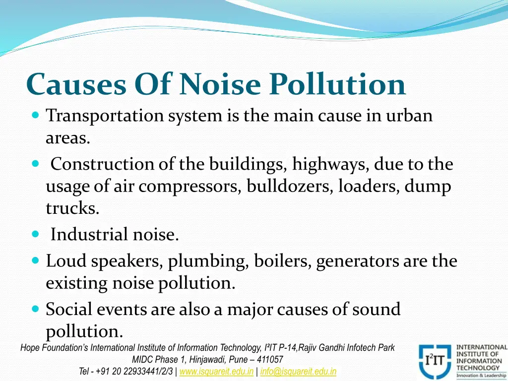 causes of noise pollution transportation system