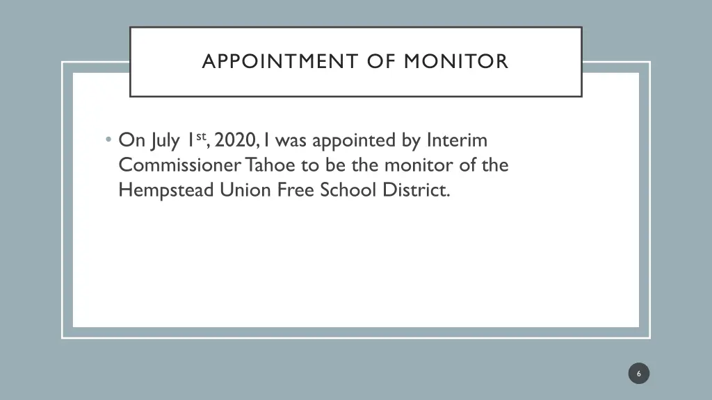 appointment of monitor