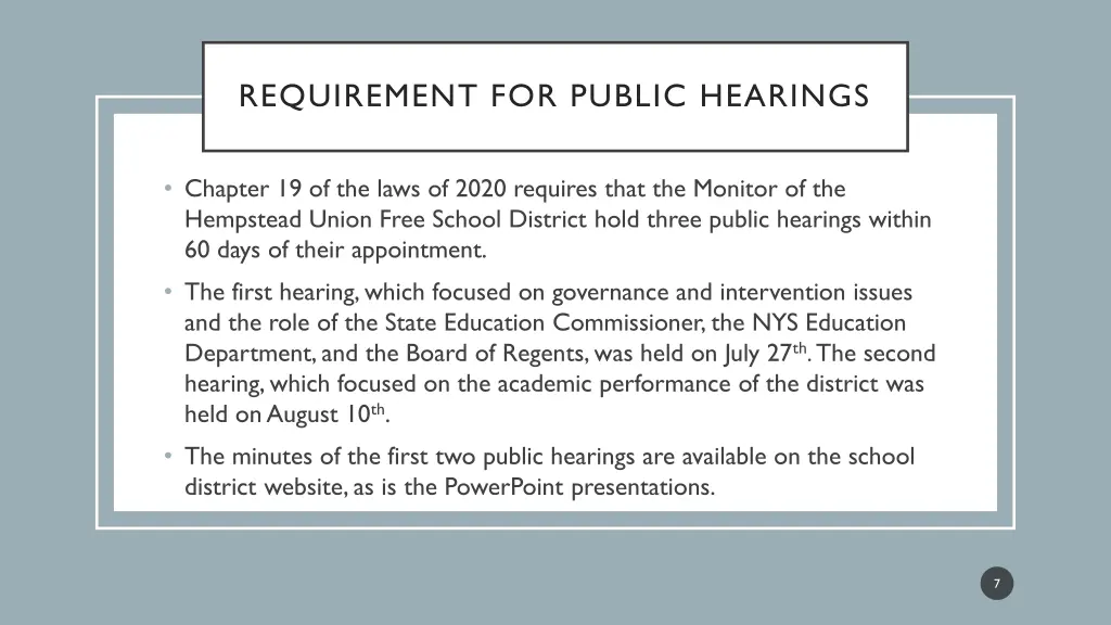 requirement for public hearings