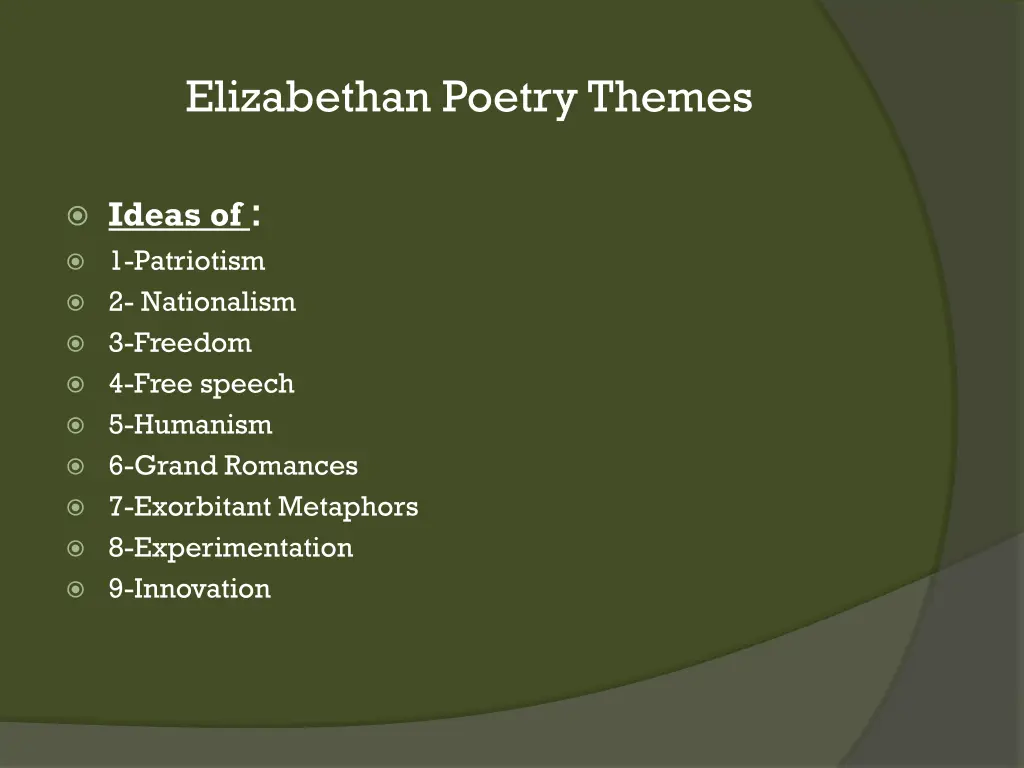 elizabethan poetry themes