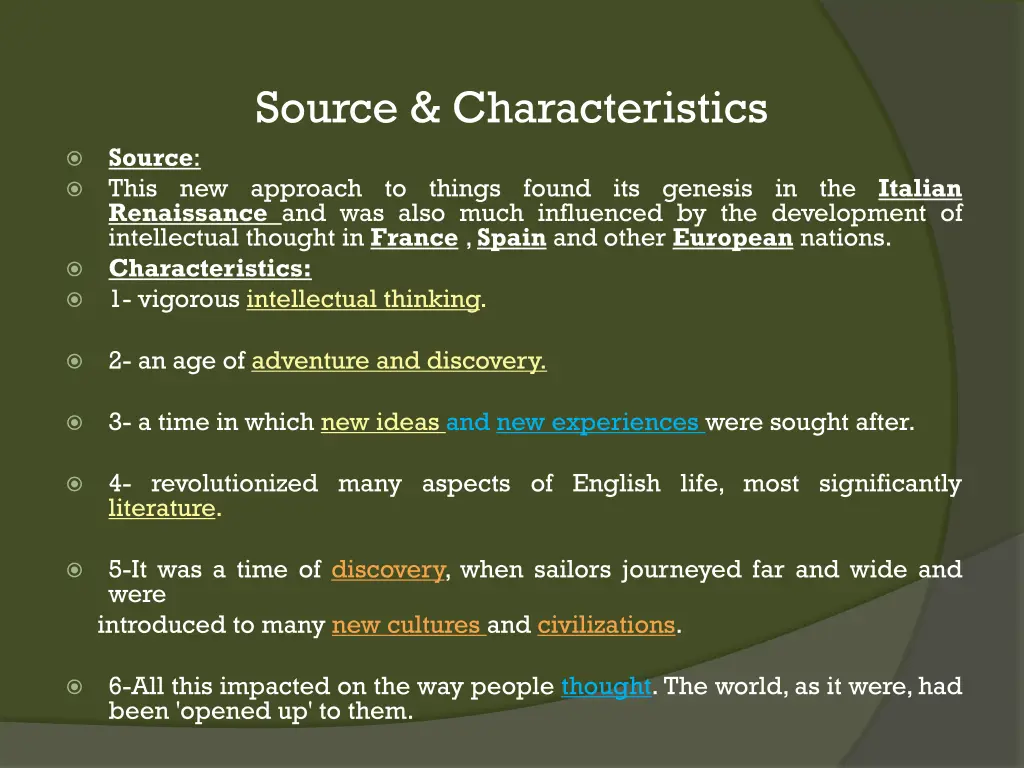 source characteristics