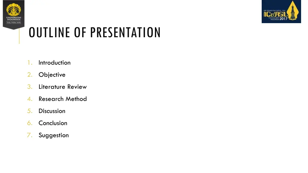 outline of presentation