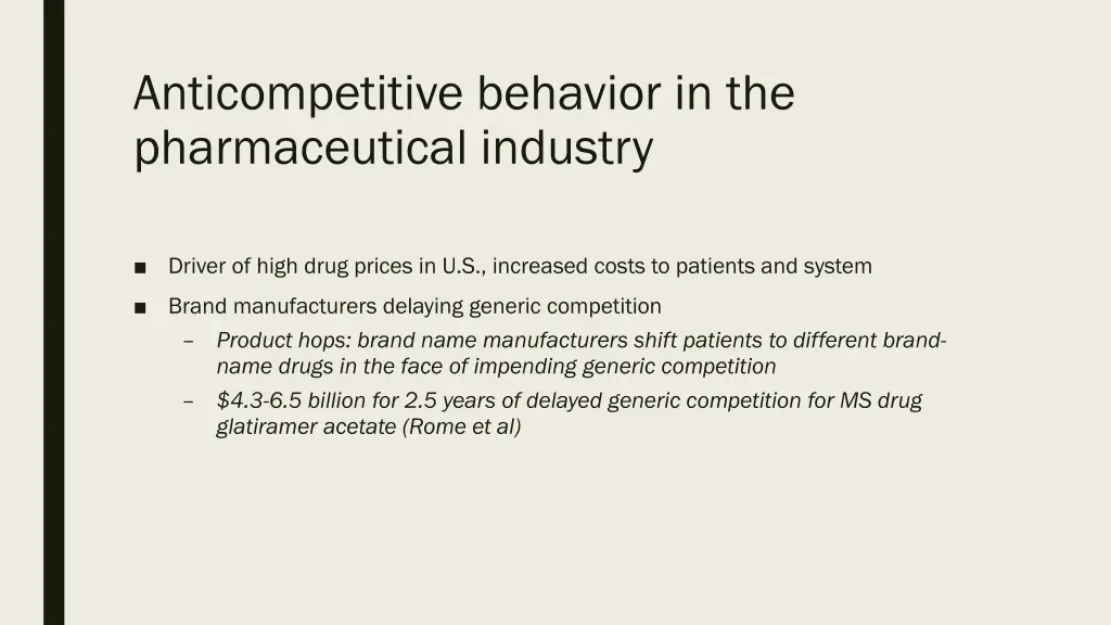 anticompetitive behavior in the pharmaceutical