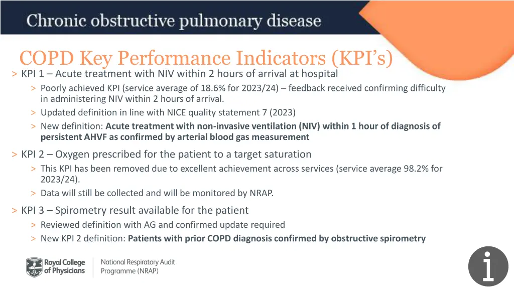 copd key performance indicators kpi s kpi 1 acute
