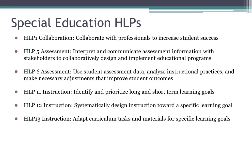 special education hlps