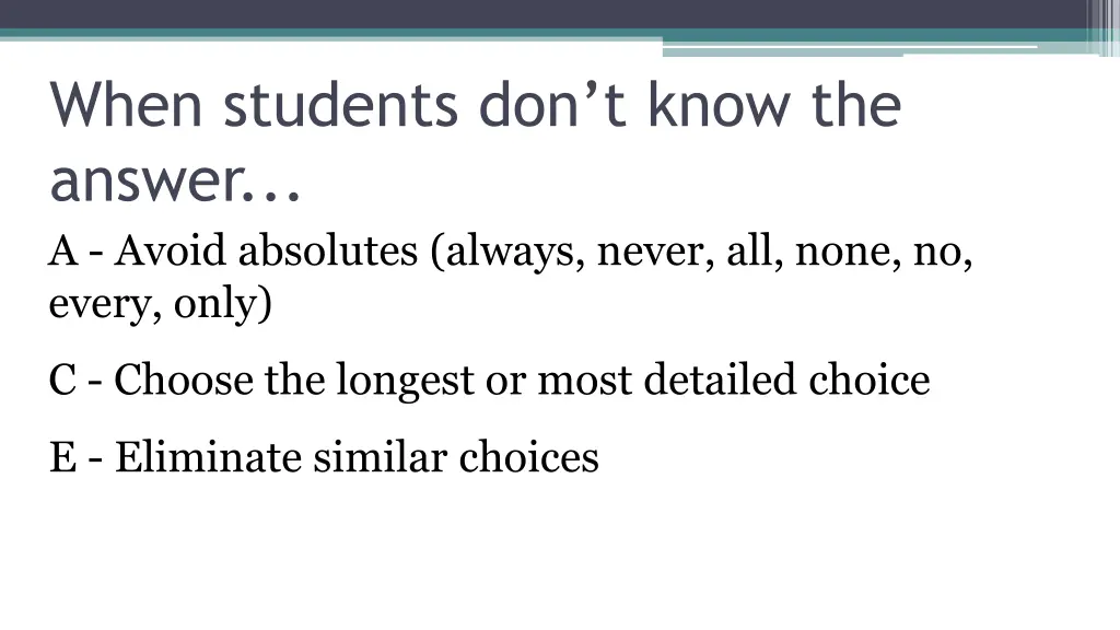 when students don t know the answer a avoid