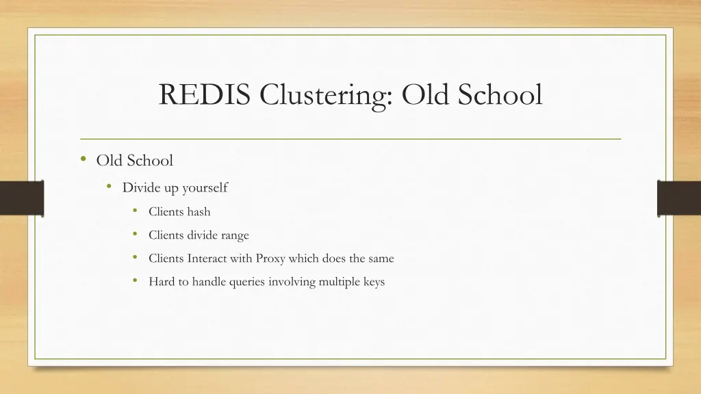 redis clustering old school