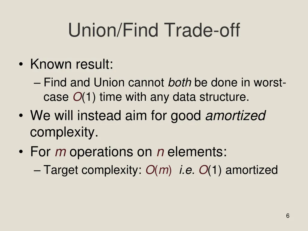 union find trade off