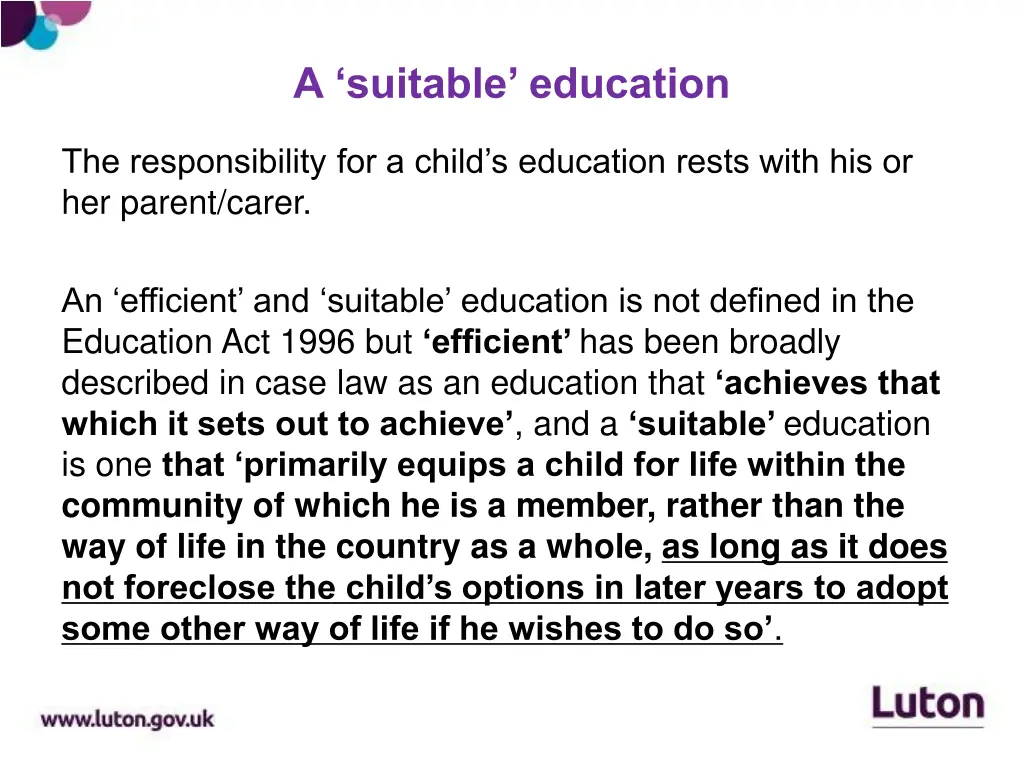 a suitable education