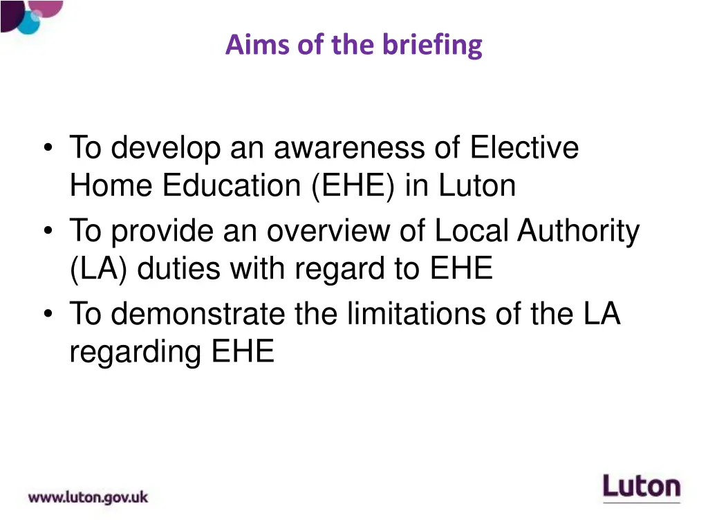 aims of the briefing