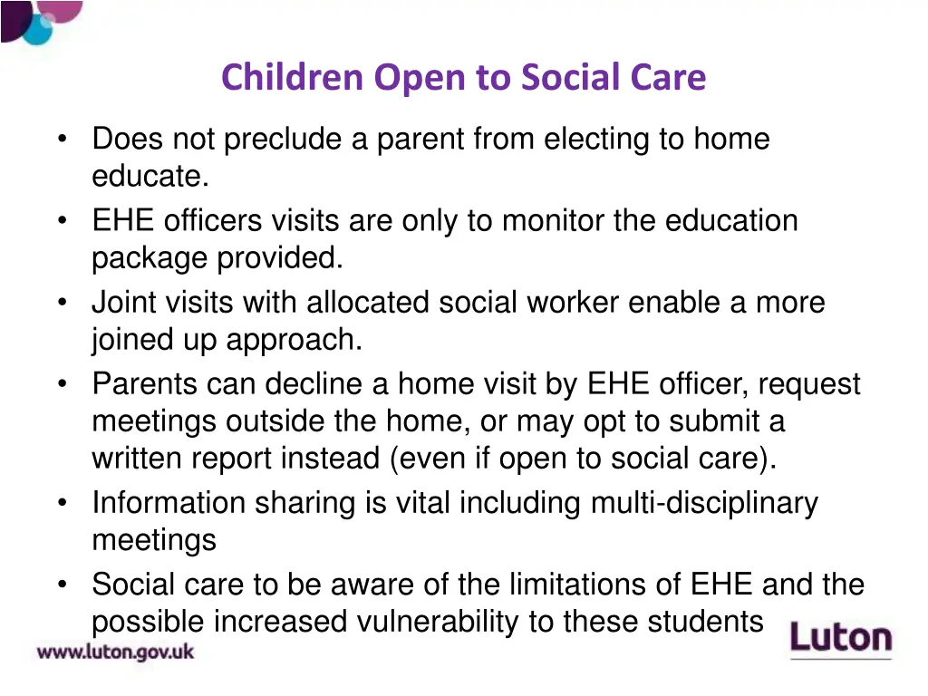 children open to social care