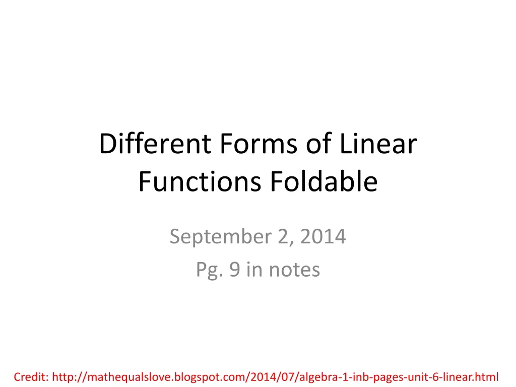 different forms of linear functions foldable