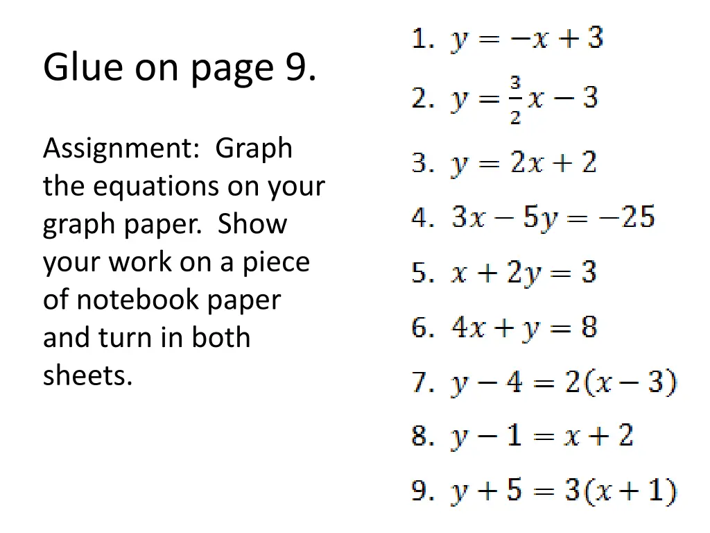 glue on page 9