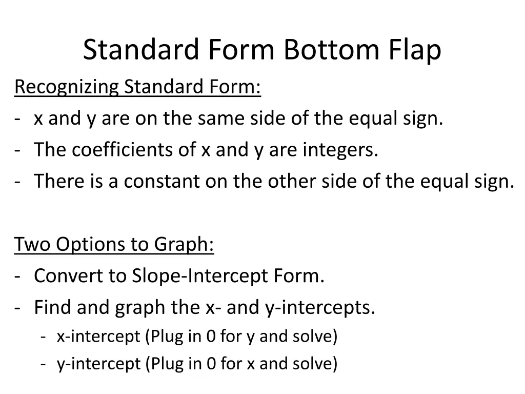 standard form bottom flap recognizing standard