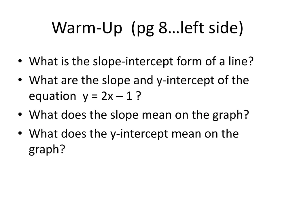 warm up pg 8 left side