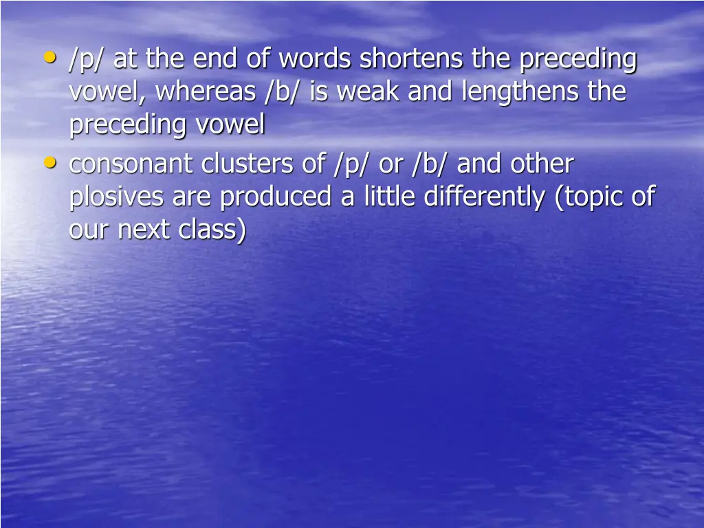 p at the end of words shortens the preceding