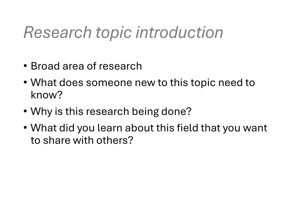 research topic introduction