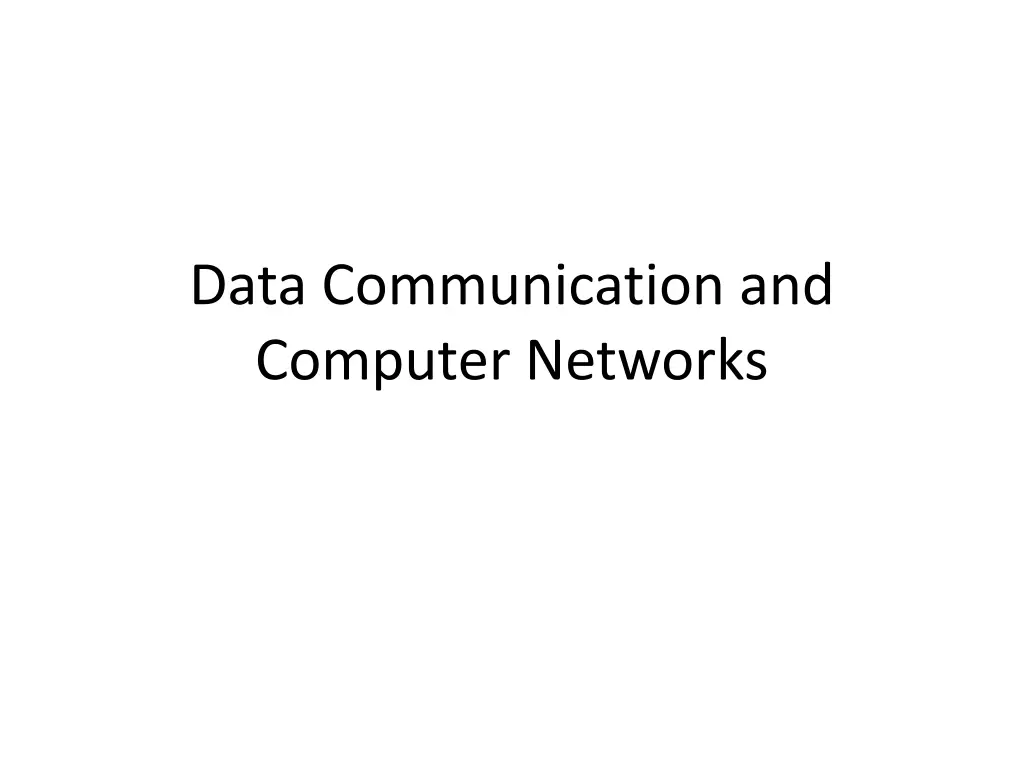 data communication and computer networks