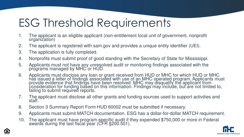 esg threshold requirements