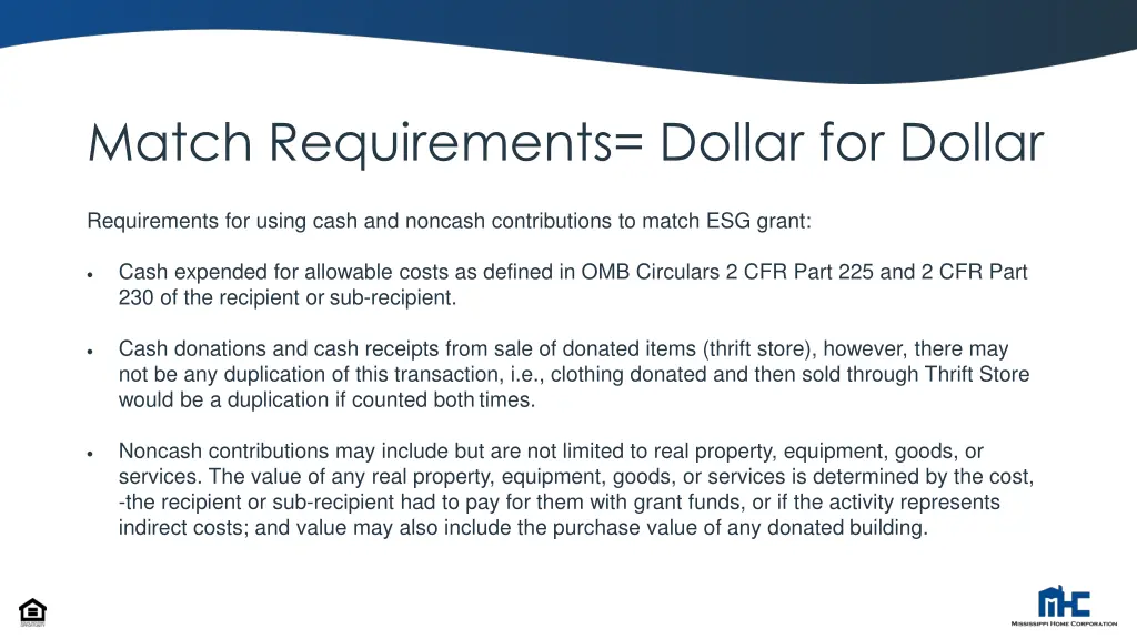 match requirements dollar for dollar 2
