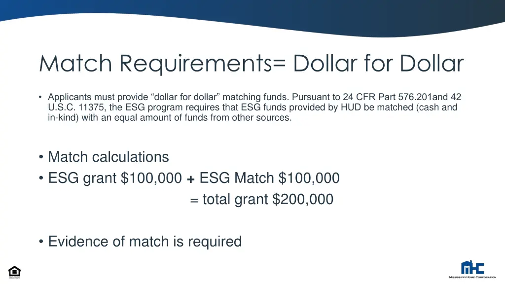 match requirements dollar for dollar