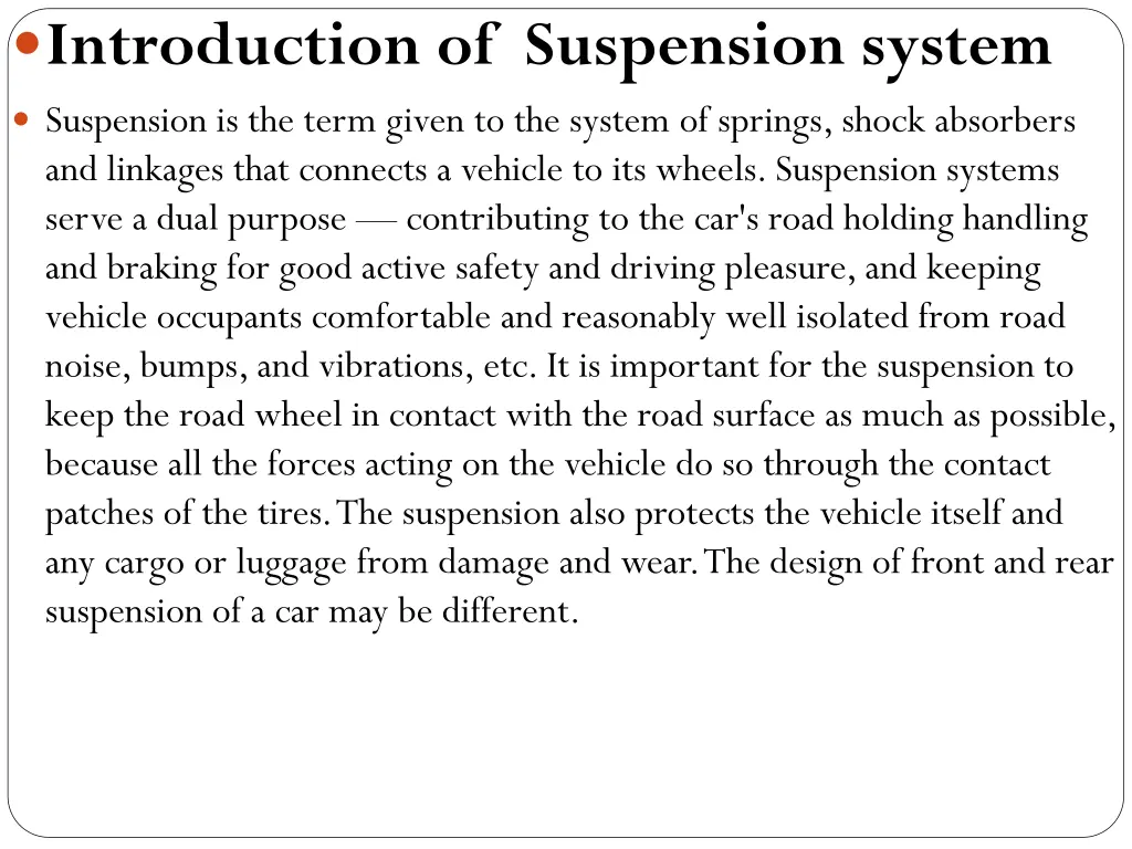 introduction of suspension system suspension