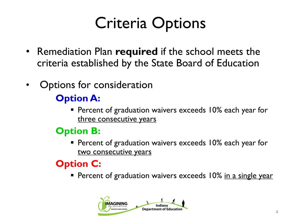 criteria options