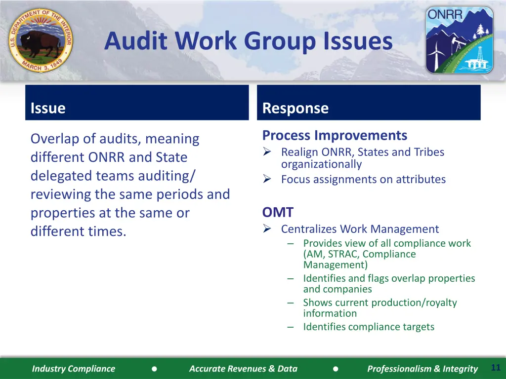 audit work group issues
