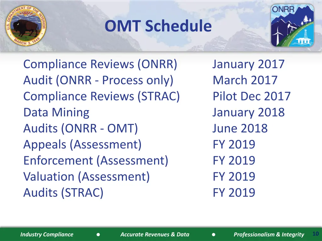 omt schedule