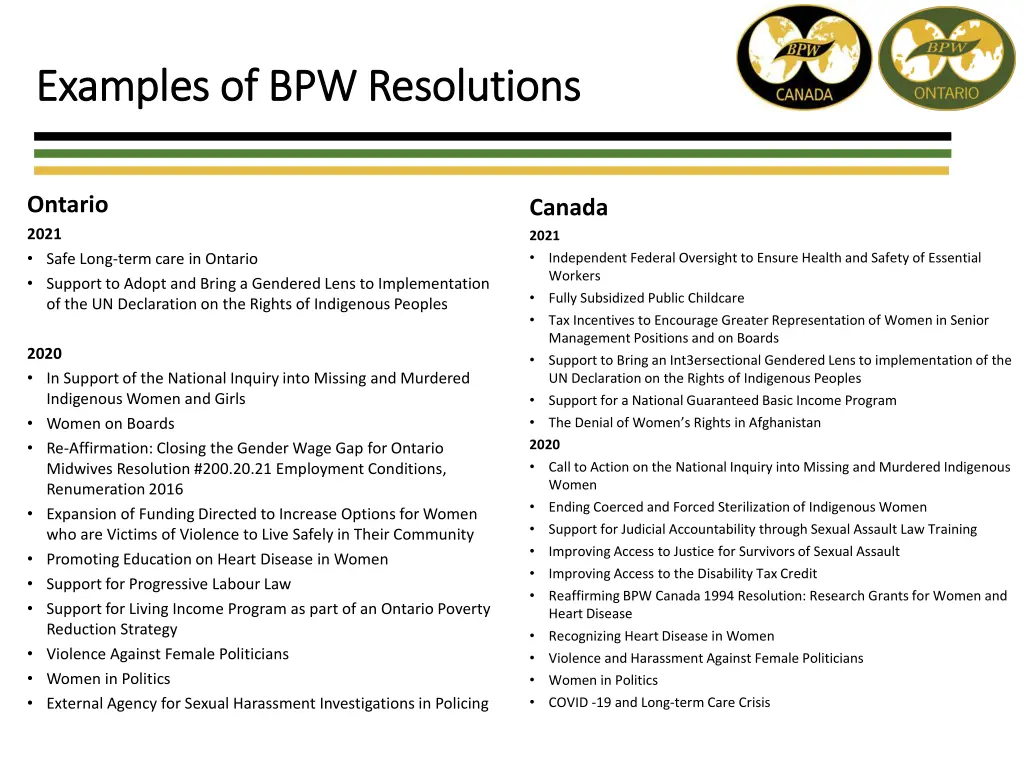 examples of bpw resolutions examples