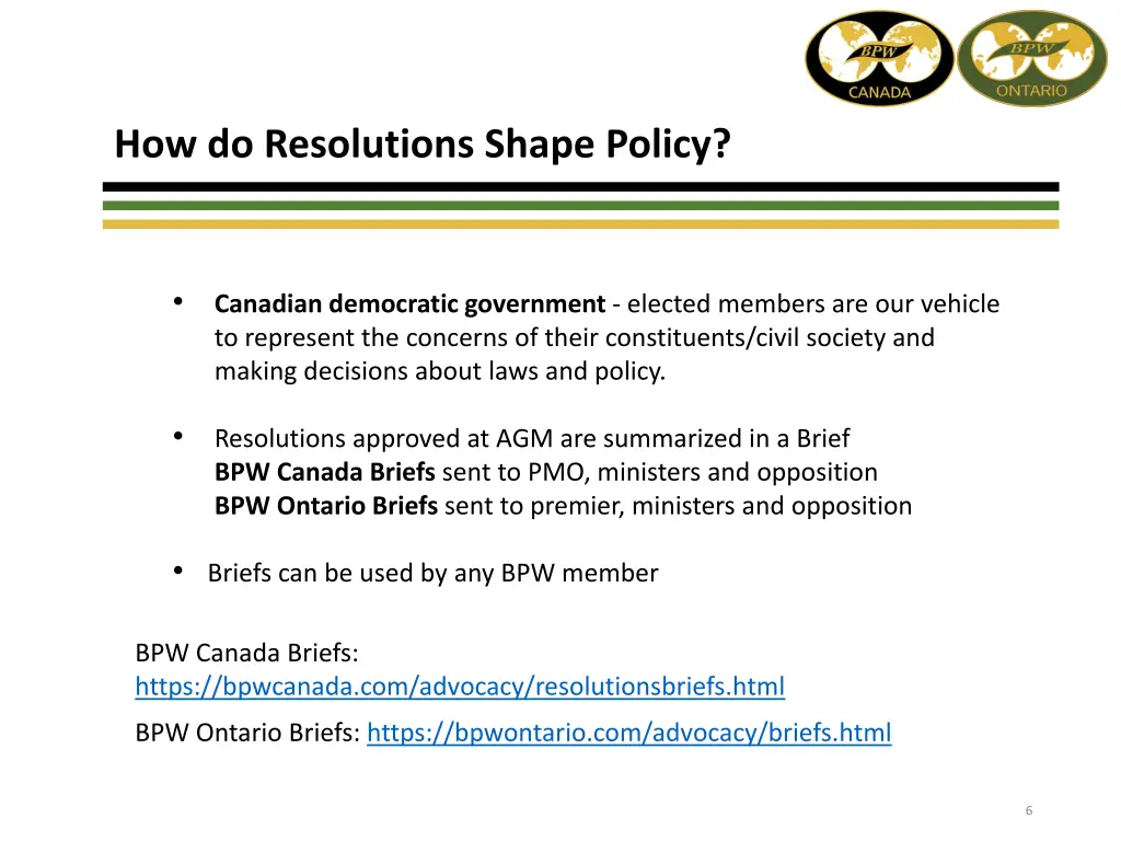 how do resolutions shape policy