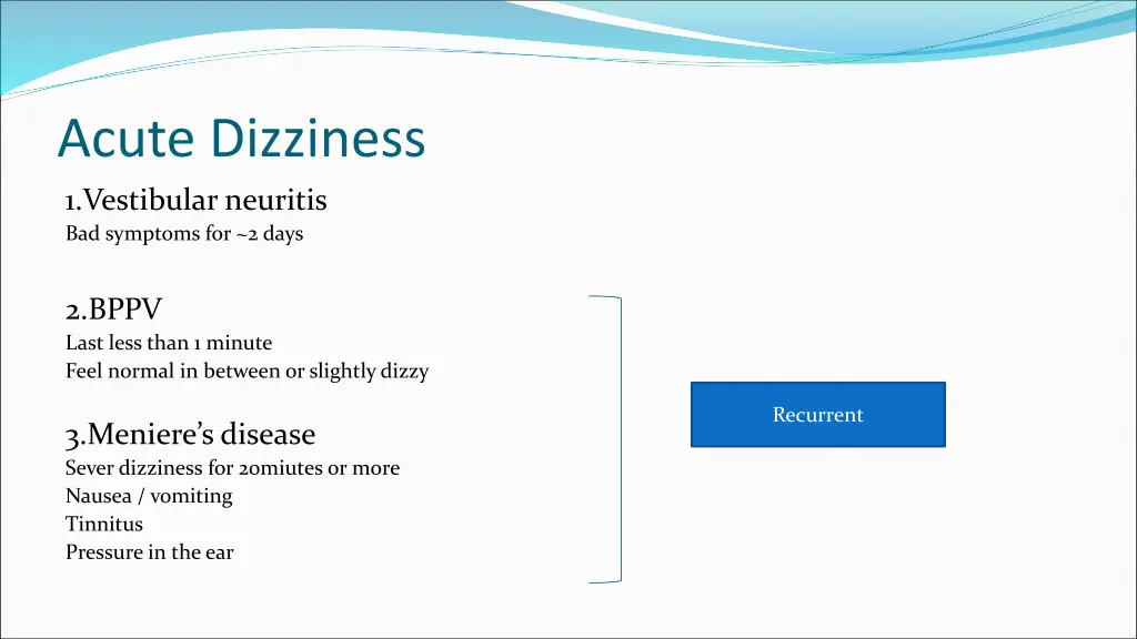 acute dizziness 1 vestibular neuritis