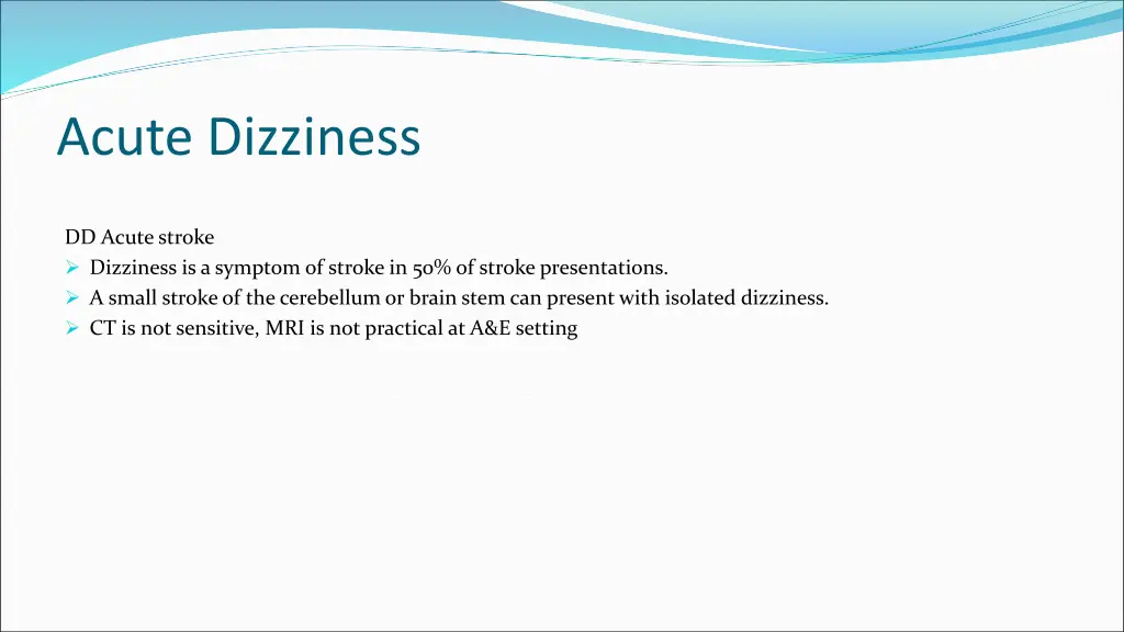 acute dizziness