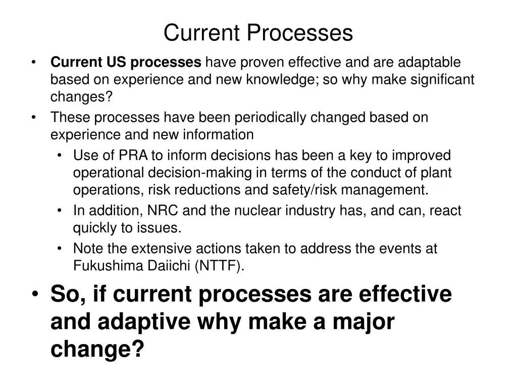 current processes