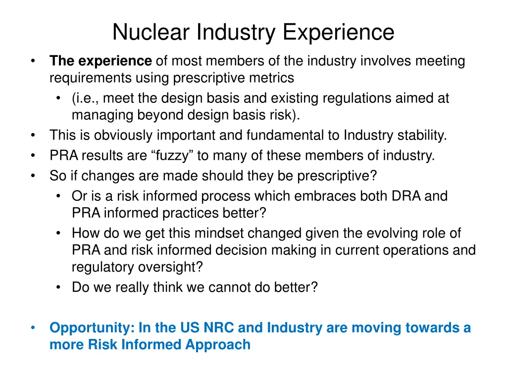 nuclear industry experience