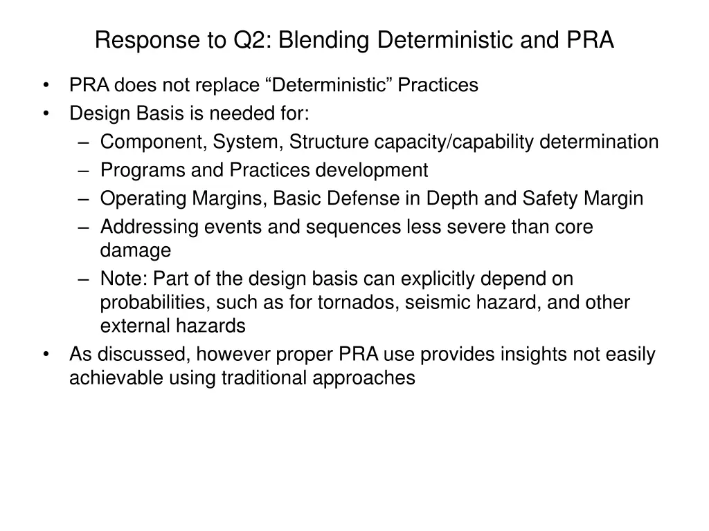 response to q2 blending deterministic and pra