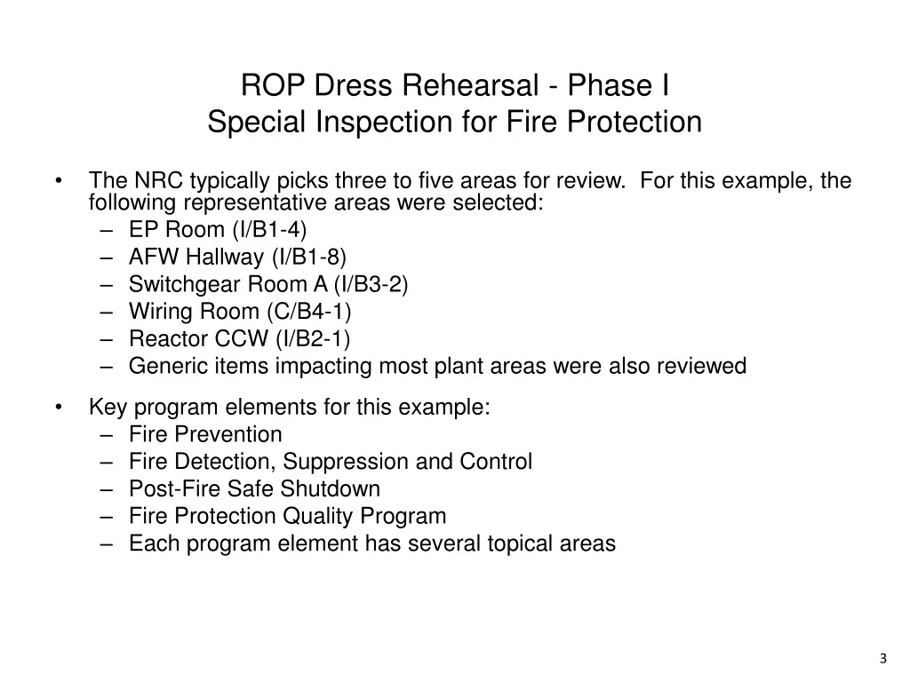 rop dress rehearsal phase i special inspection 1