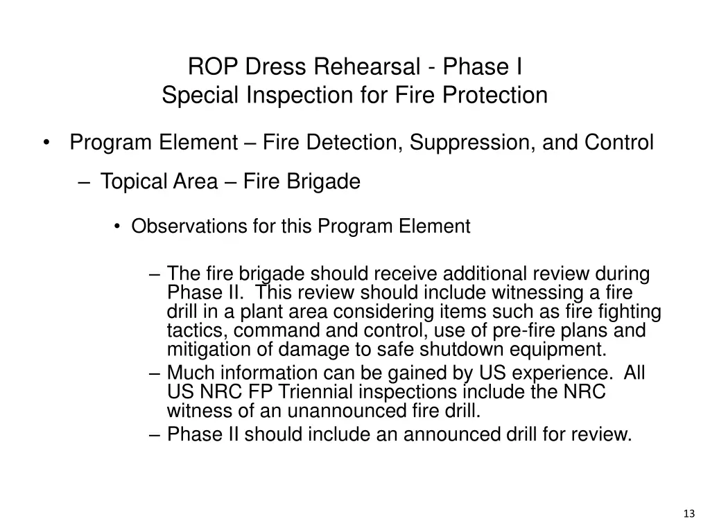 rop dress rehearsal phase i special inspection 11