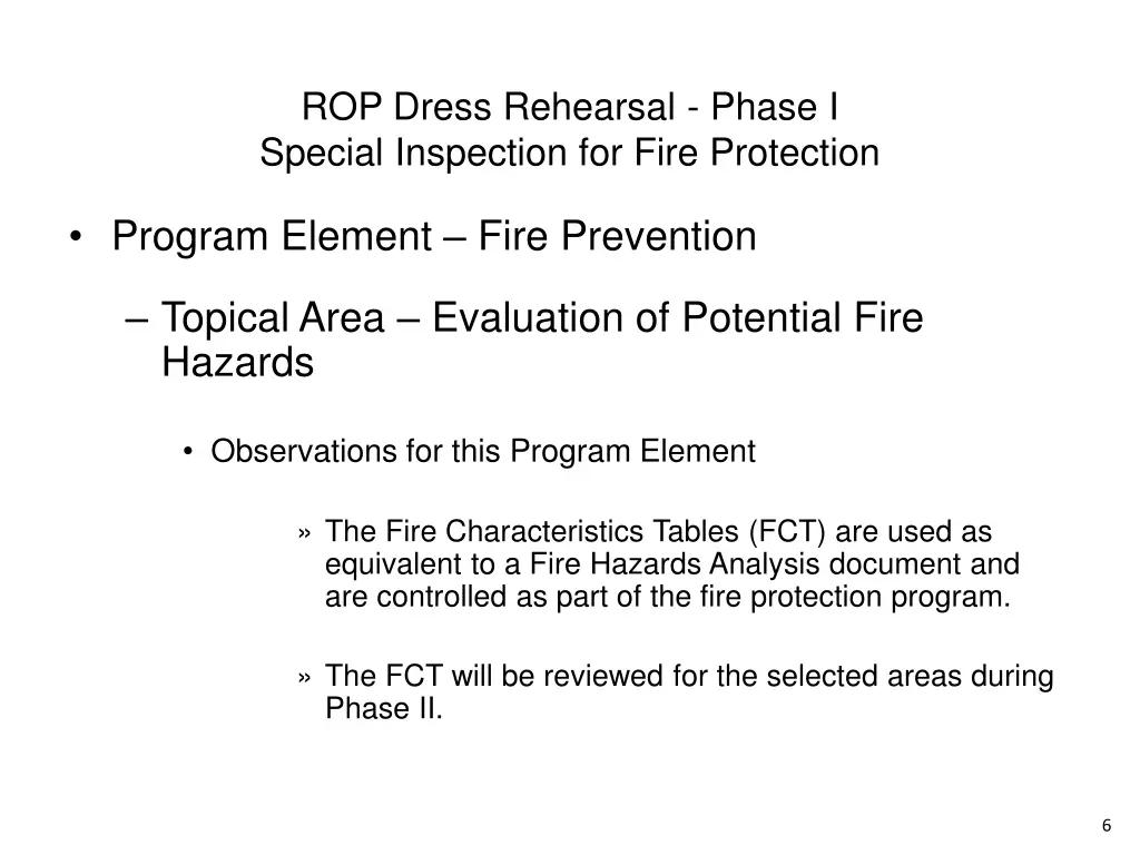 rop dress rehearsal phase i special inspection 4