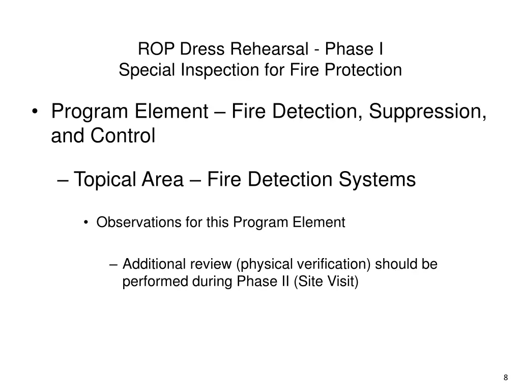 rop dress rehearsal phase i special inspection 6