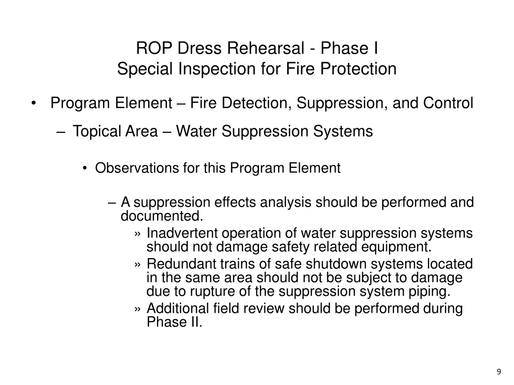 rop dress rehearsal phase i special inspection 7