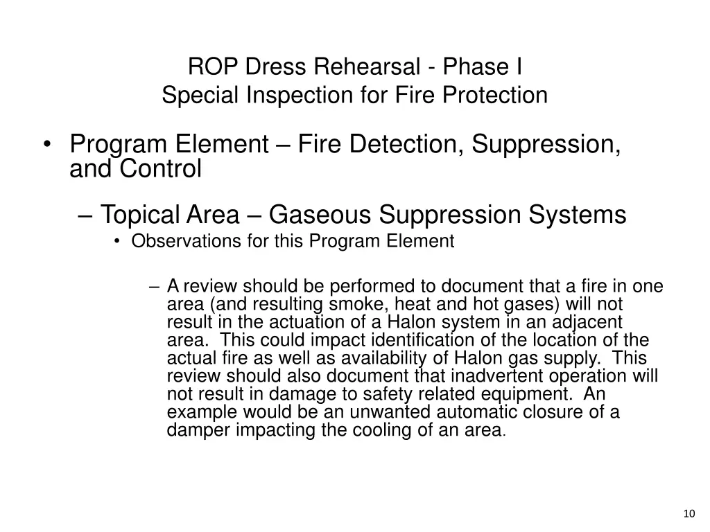 rop dress rehearsal phase i special inspection 8