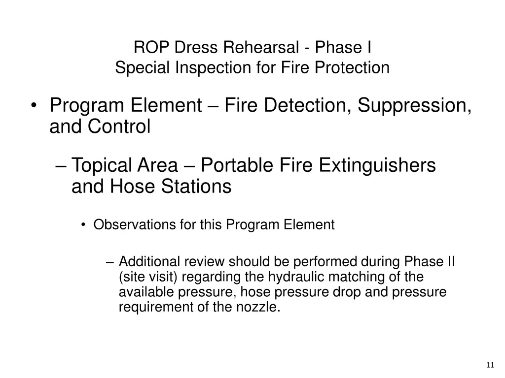 rop dress rehearsal phase i special inspection 9