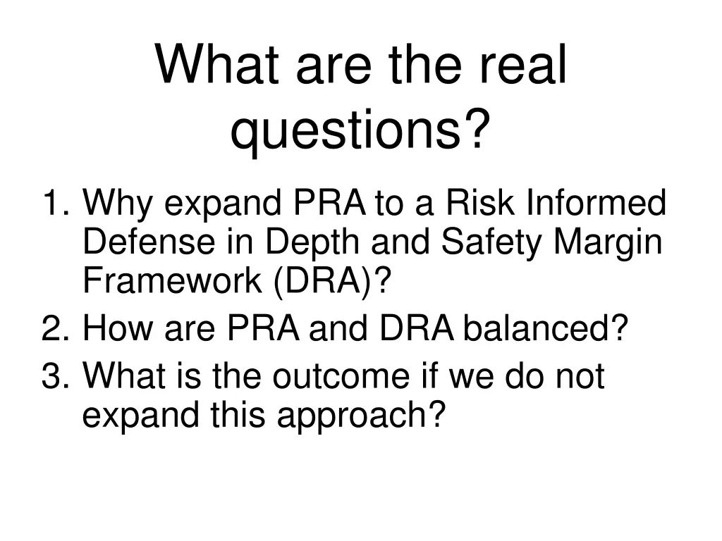 what are the real questions