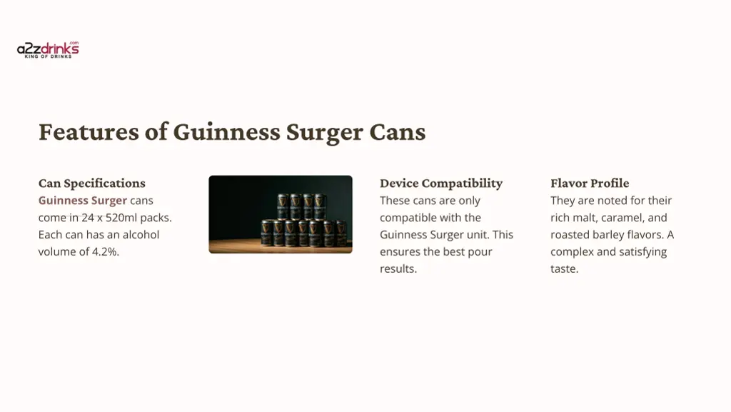 features of guinness surger cans