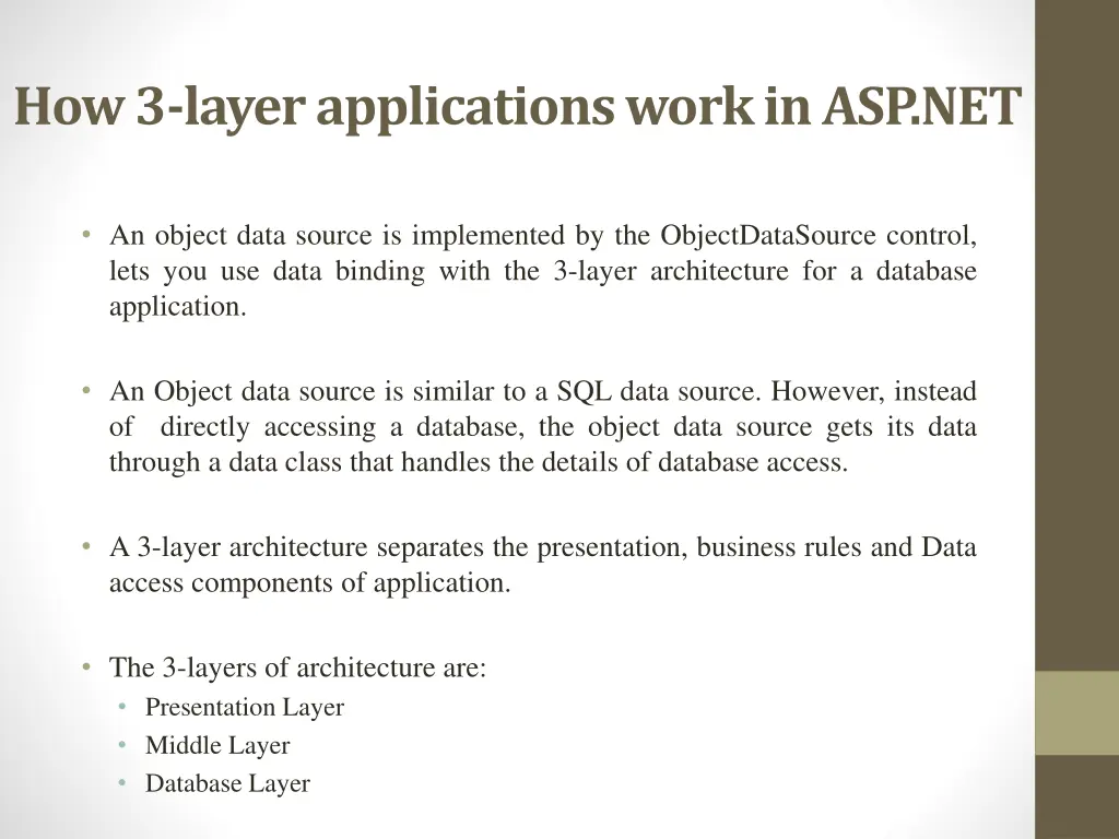 how 3 layer applications work in asp net