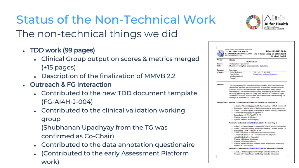 status of the non technical work
