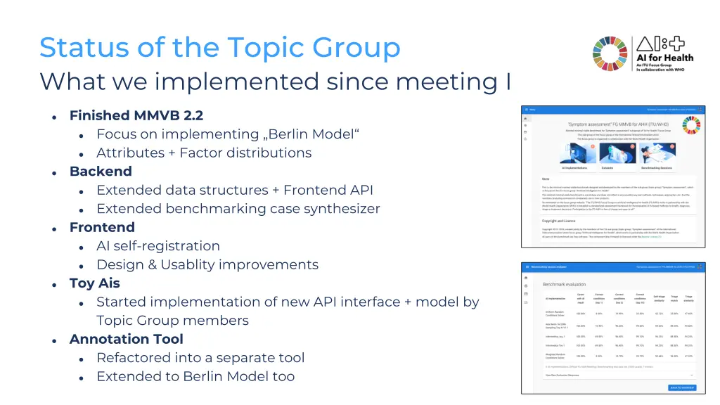 status of the topic group what we implemented