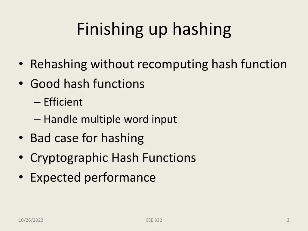 finishing up hashing