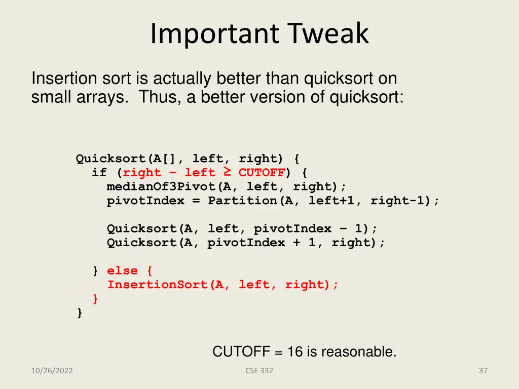 important tweak